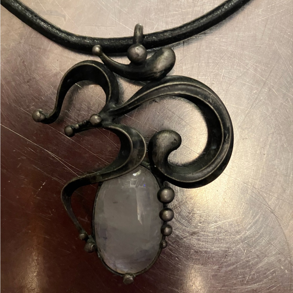 Compassion symbol moonstone art necklace